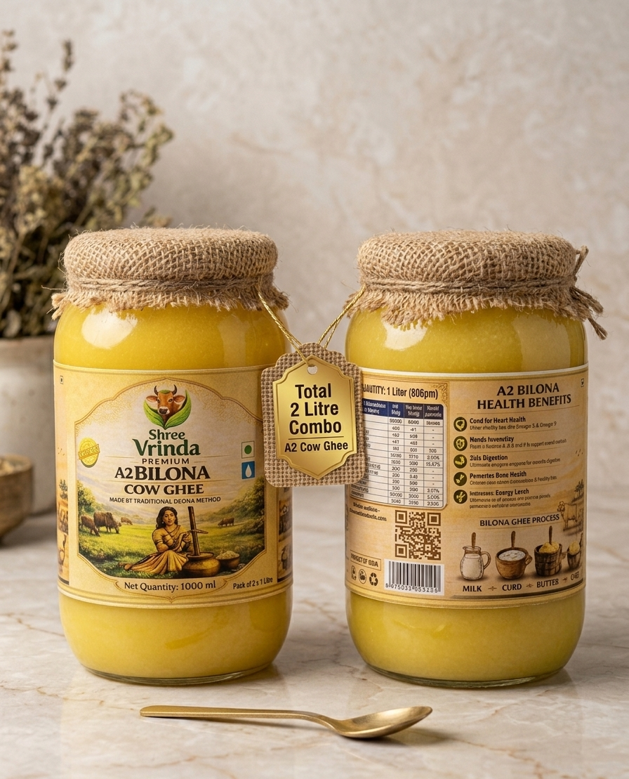 A2 Bilona Cow Ghee | Combo Pack of 2 Glass Jars of 1 Litre